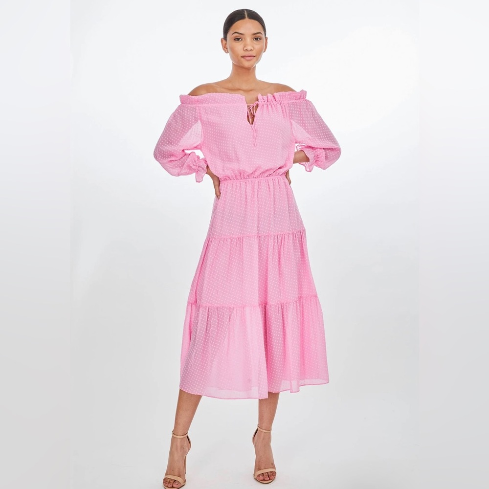 Generation Love LEONI JACQUARD PINK MAXI DRESS